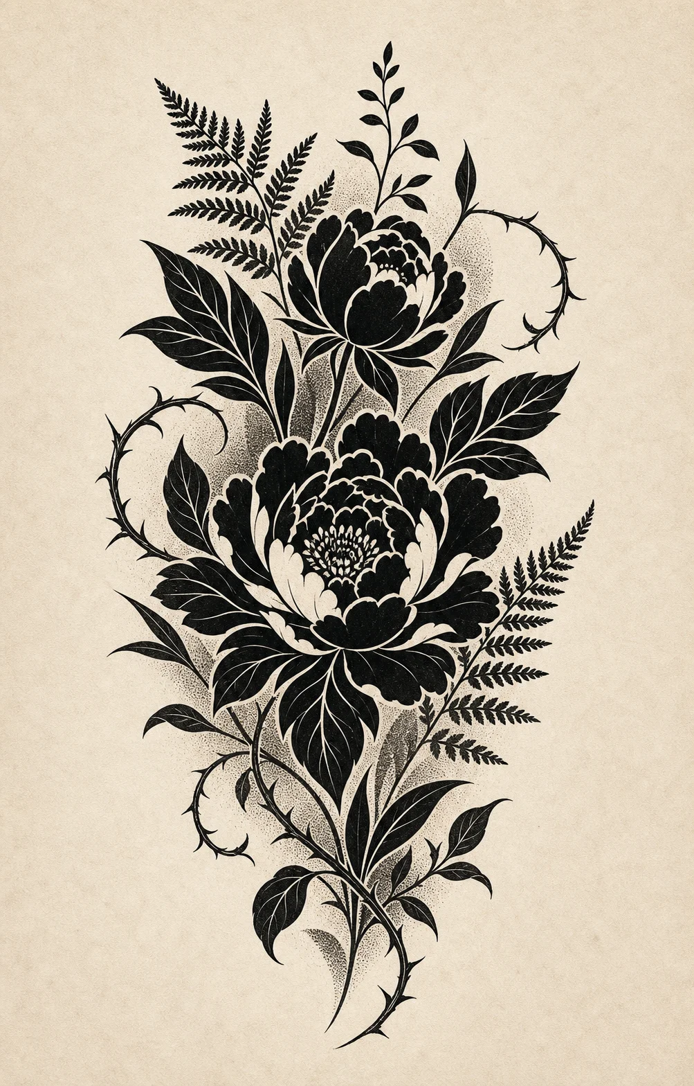 Botanical silhouettes Blackwork