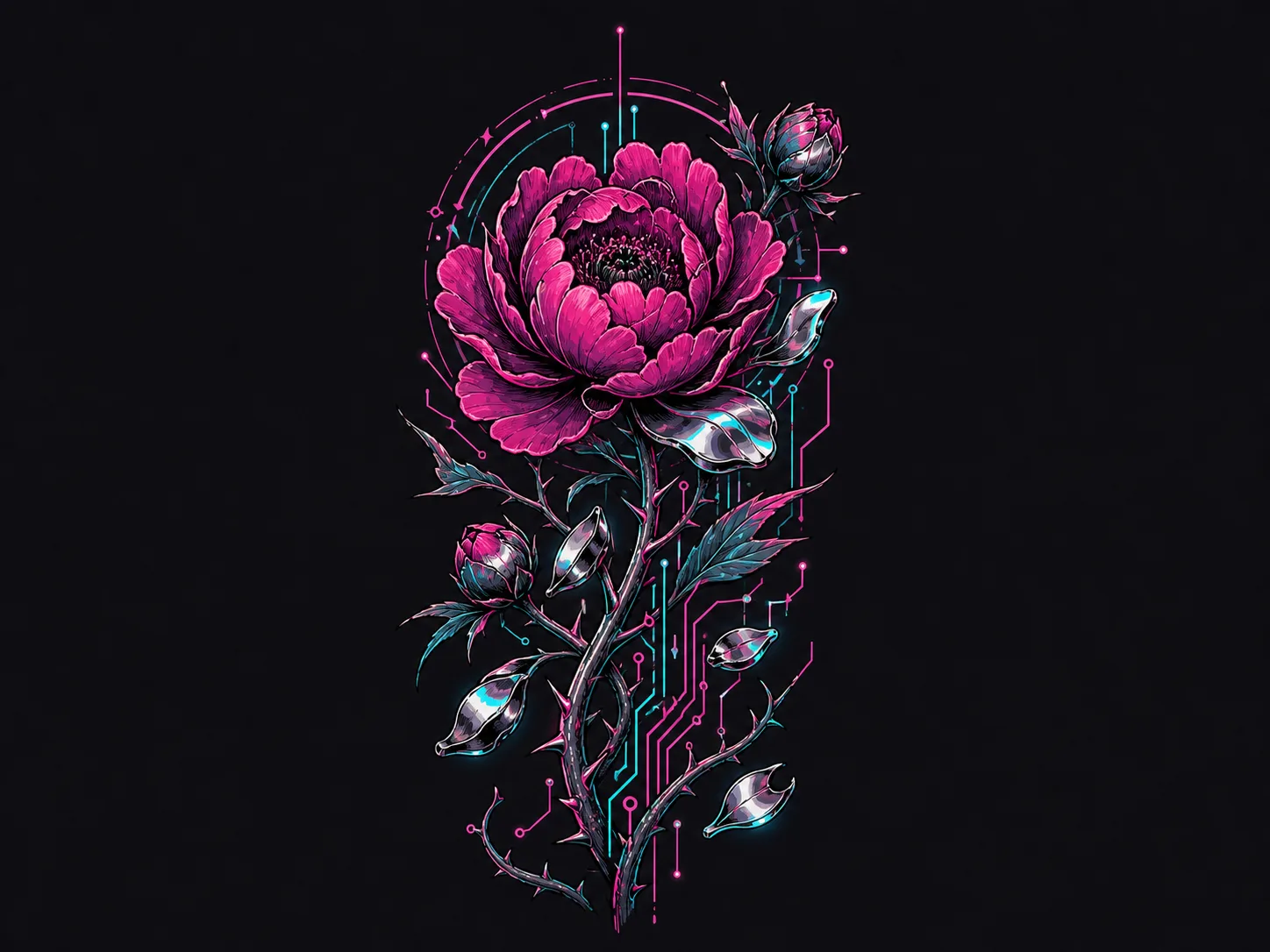 Neon botanical contrast Cyberpunk