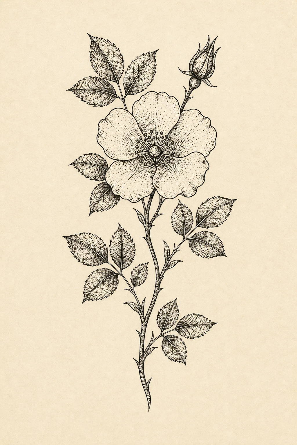 Botanical stippling Dotwork