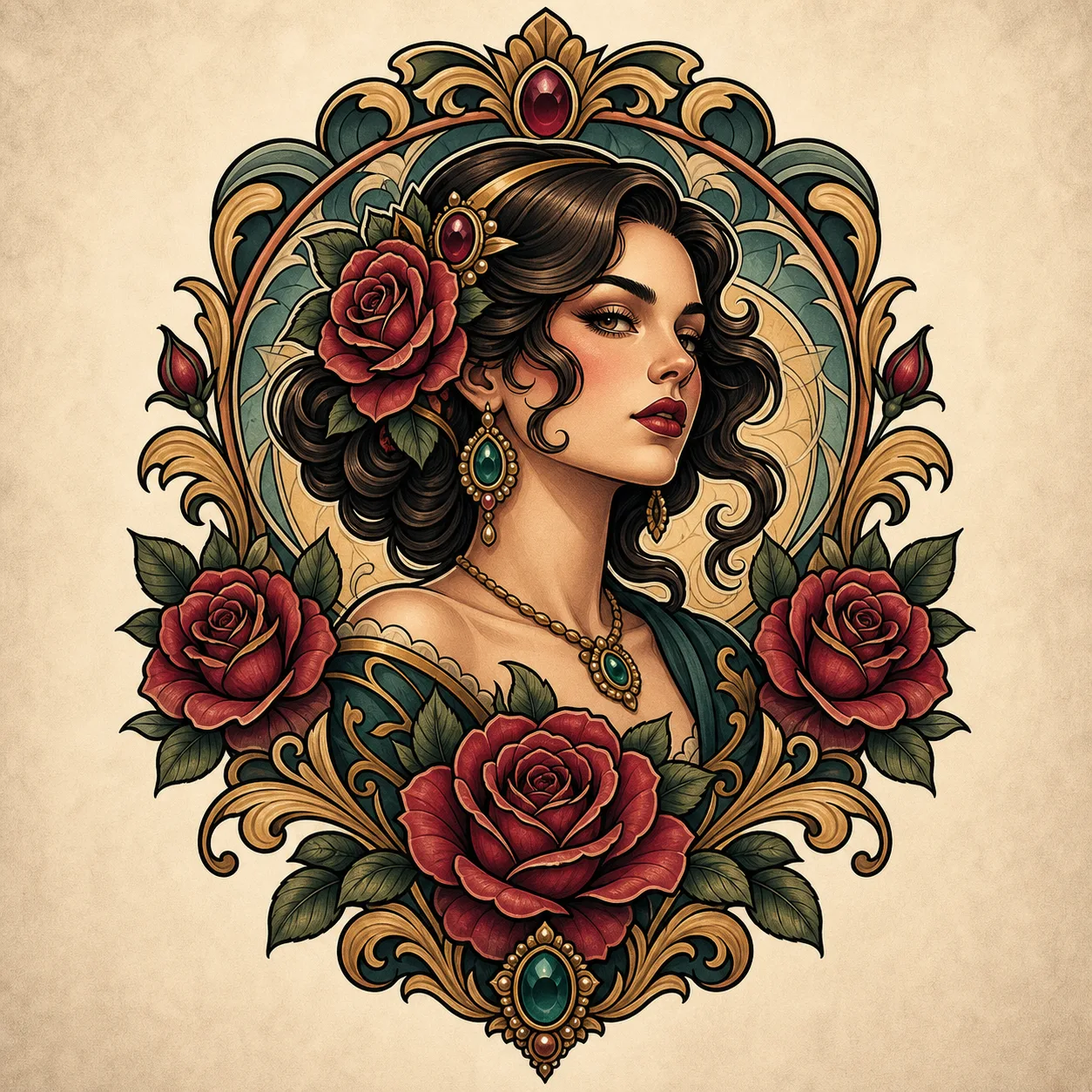 Portraits, figures, and ornamental frames Neo Traditional